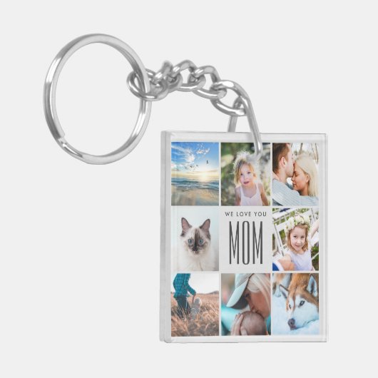 Moderne Chic Moederdag mam Family Foto Collage Sleutelhanger (Voorkant Links)