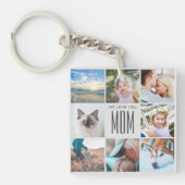 Moderne Chic Moederdag mam Family Foto Collage Sleutelhanger (Voorkant)