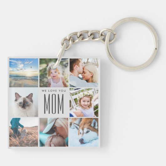 Moderne Chic Moederdag mam Family Foto Collage Sleutelhanger (Achterkant)