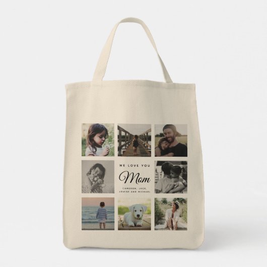 Moderne Chic Moederdag mam Family Foto Collage Tote Bag (Achterkant)