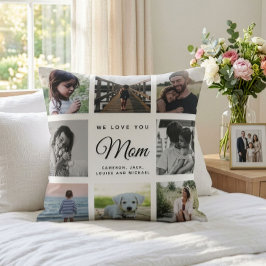 Moderne Chic Moederdag Moeder Familie Fotocollage Kussen