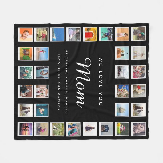 Moderne Chic Moederdag Photo Collage Black Fleece (Voorkant (Horizontaal))