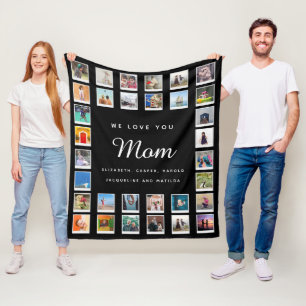 Moderne Chic Moederdag Photo Collage Black Fleece Deken
