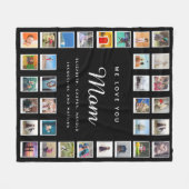 Moderne Chic Moederdag Photo Collage Black Fleece Deken (Voorkant (Horizontaal))