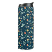 Moderne Chic Monogram Blauwgroen Floral Cadeau Thermosbeker (Gedraaid links)
