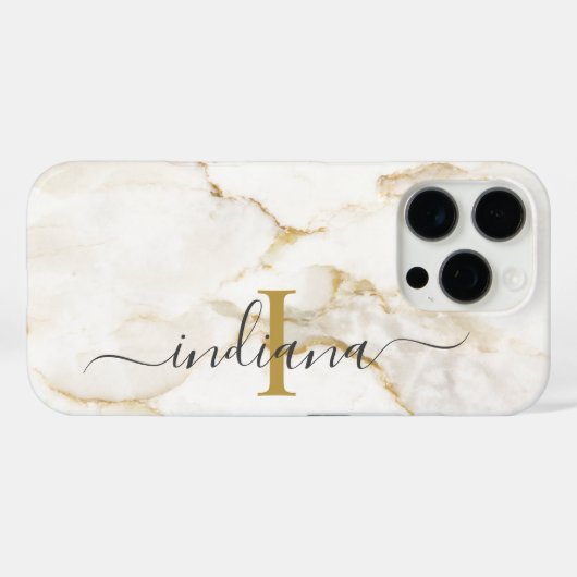 Moderne Chic Monogram Marmer Look Maatwerk Case-Mate iPhone Case (Achterkant (horizontaal))
