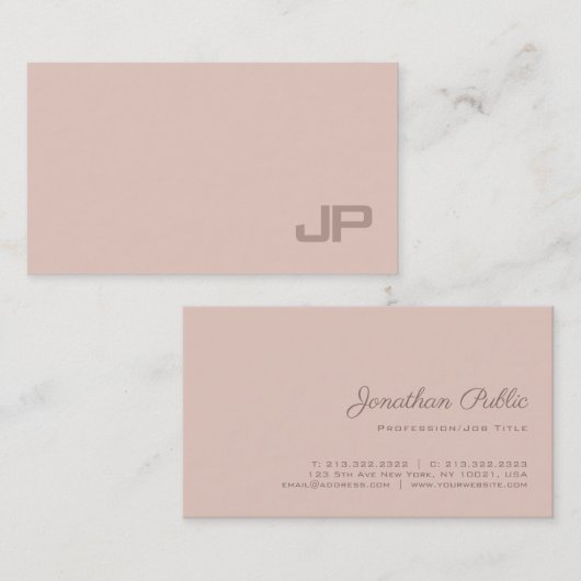 Moderne Chic Monogram Plain Professionele Luxe Visitekaartje (Voorkant / Achterkant)