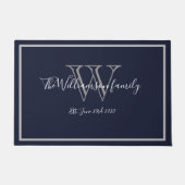 Moderne Chic Monogram Script Name Weddenschap Welk Deurmat (Voorkant)