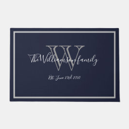 Moderne Chic Monogram Script Name Weddenschap Welk Deurmat