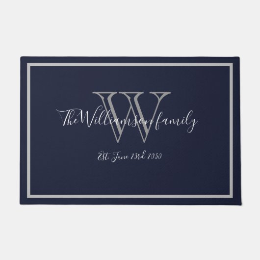 Moderne Chic Monogram Script Name Weddenschap Welk Deurmat (Voorkant)