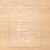 Moderne Chic Monogram Witte Boog Rustieke Huwelijk Acryl Uitnodigingen (Voorkant)