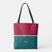 Moderne Chic Monogrammed Canvas tas Wine Red Green (Achterkant)