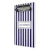 Moderne Chic Navy Blauw & Wit Verticale Strepen Mini Klembord (Angled2)
