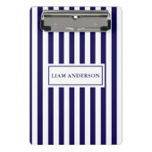 Moderne Chic Navy Blauw & Wit Verticale Strepen Mini Klembord (Voorkant)