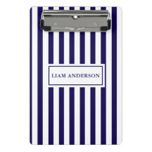 Moderne Chic Navy Blauw & Wit Verticale Strepen