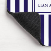 Moderne Chic Navy Blauw & Wit Verticale Strepen Muismat (Hoek)