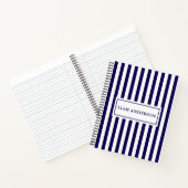 Moderne Chic Navy Blauw & Wit Verticale Strepen Notitieboek (Binnen)