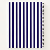 Moderne Chic Navy Blauw & Wit Verticale Strepen Notitieboek (Achterkant)