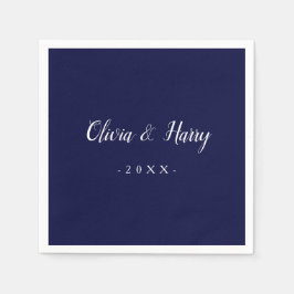 Moderne Chic Navy White Huwelijkspapier Servet