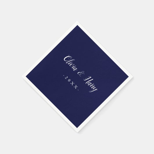 Moderne Chic Navy White Huwelijkspapier Servet (Hoek)