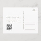 Moderne Chic Olive Green QR Code Sla de datum op Uitnodiging Briefkaart (Achterkant)