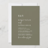 Moderne Chic Olive Groene Monogram Bruiloft Kaart (Voorkant)