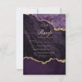 Moderne Chic Paarse bruiloft Gold Agaat Wedding RSVP Kaartje (Voorkant)