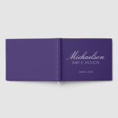 Moderne Chic Paarse Witte Scriptie Bruiloft Gastenboek (Volledig)
