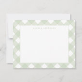 Moderne Chic Pastel Muntgroene Gingham Geruit Patr Notitiekaartje (Voorkant)