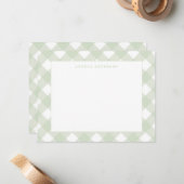 Moderne Chic Pastel Muntgroene Gingham Plaid Check Notitiekaartje (Voorkant / Achterkant in situ)
