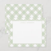 Moderne Chic Pastel Muntgroene Gingham Plaid Check Notitiekaartje (Voorkant / Achterkant)