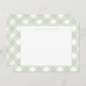 Moderne Chic Pastel Muntgroene Gingham Plaid Rut Notitiekaartje (Voorkant / Achterkant)
