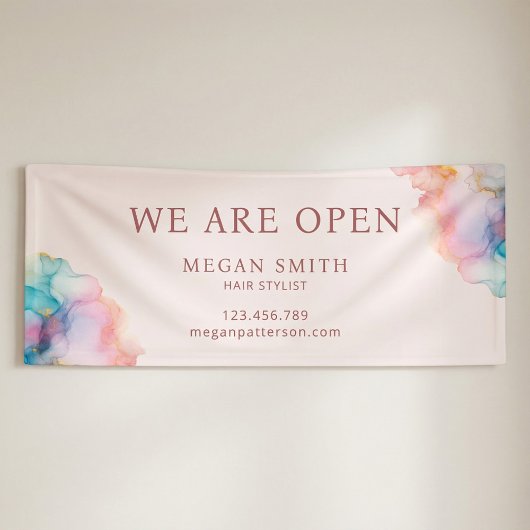 Moderne Chic Pastelkleurige Alcohol Inkt Banner
