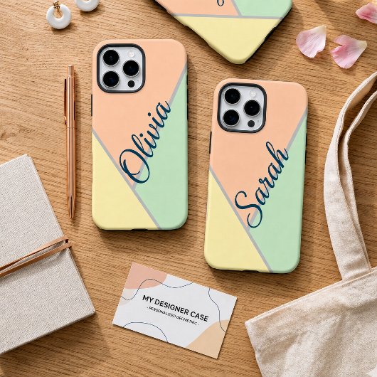 Moderne Chic Perzik Blush Mint Geel Aangepaste Naa Case-Mate iPhone Case