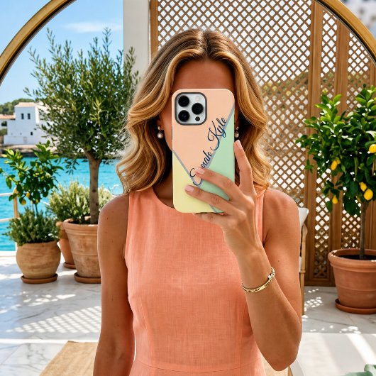 Moderne Chic Perzik Blush Mint Geel Aangepaste Naa Case-Mate iPhone Case