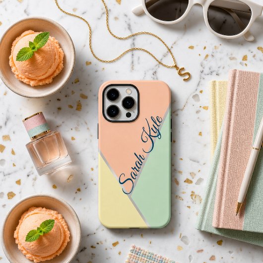 Moderne Chic Perzik Blush Mint Geel Aangepaste Naa Case-Mate iPhone Case