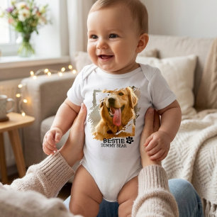 Moderne Chic Pet Bestie BFF Aangepaste Foto & Naam Romper