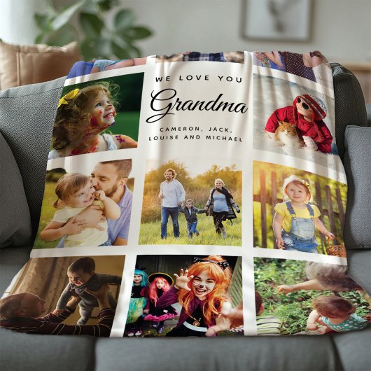 Moderne Chic Photo Collage Oma Familie Keepsake Sherpa Deken