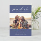 Moderne chic Photo Free Drinken Wedding Save The Date (Staand voorkant)