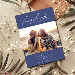 Moderne chic Photo Free Drinken Wedding Save The Date