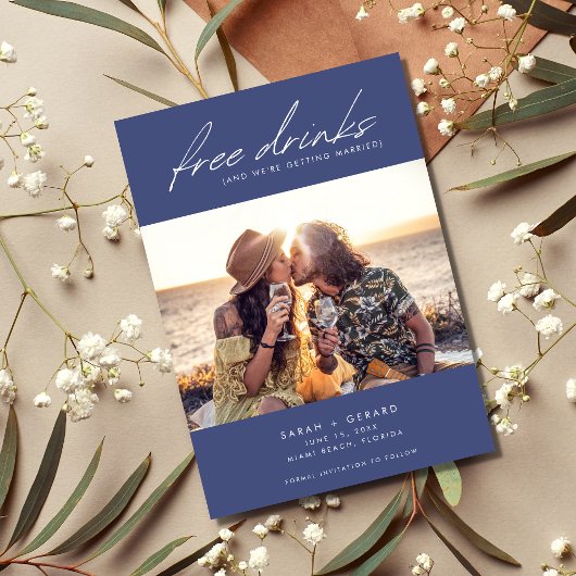 Moderne chic Photo Free Drinken Wedding Save The Date