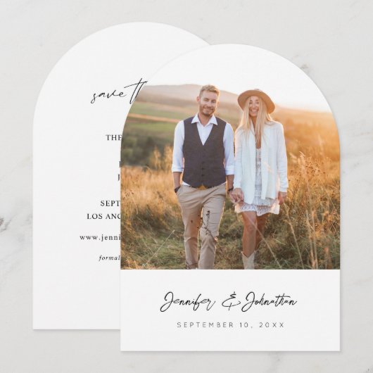 Moderne Chic Photo Verti W Sla de datum V2 Arc op Kaart (Voorkant / Achterkant)