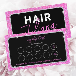 Moderne Chic Pink Glitter Loyalty Kaart Visitekaartje