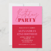 Moderne Chic Pink Typografie 42e verjaardagsfeest Kaart (Voorkant)