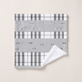 Moderne Chic Plaid Zwart en Wit Bad Handdoek (Wasdoekje)