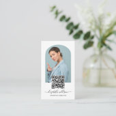 Moderne Chic Professional Arch Lijst Foto QR Code Visitekaartje (Staand voorkant)
