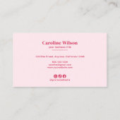 Moderne Chic Red Professionele Foto Girly Visitekaartje (Achterkant)