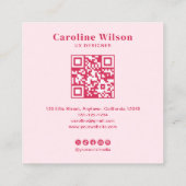 Moderne Chic Red QR Code Foto Girly Vierkante Visitekaartje (Achterkant)