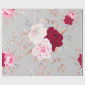 moderne chic rood,roze bloem cadeaupapier (Vlak)