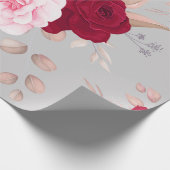 moderne chic rood,roze bloem cadeaupapier (Hoek)